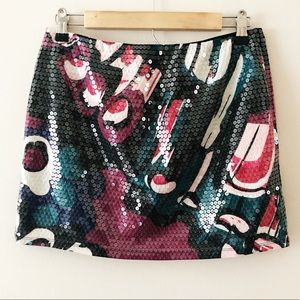 Express Sequin Mini Skirt. Multi Color.Size 6.EUC